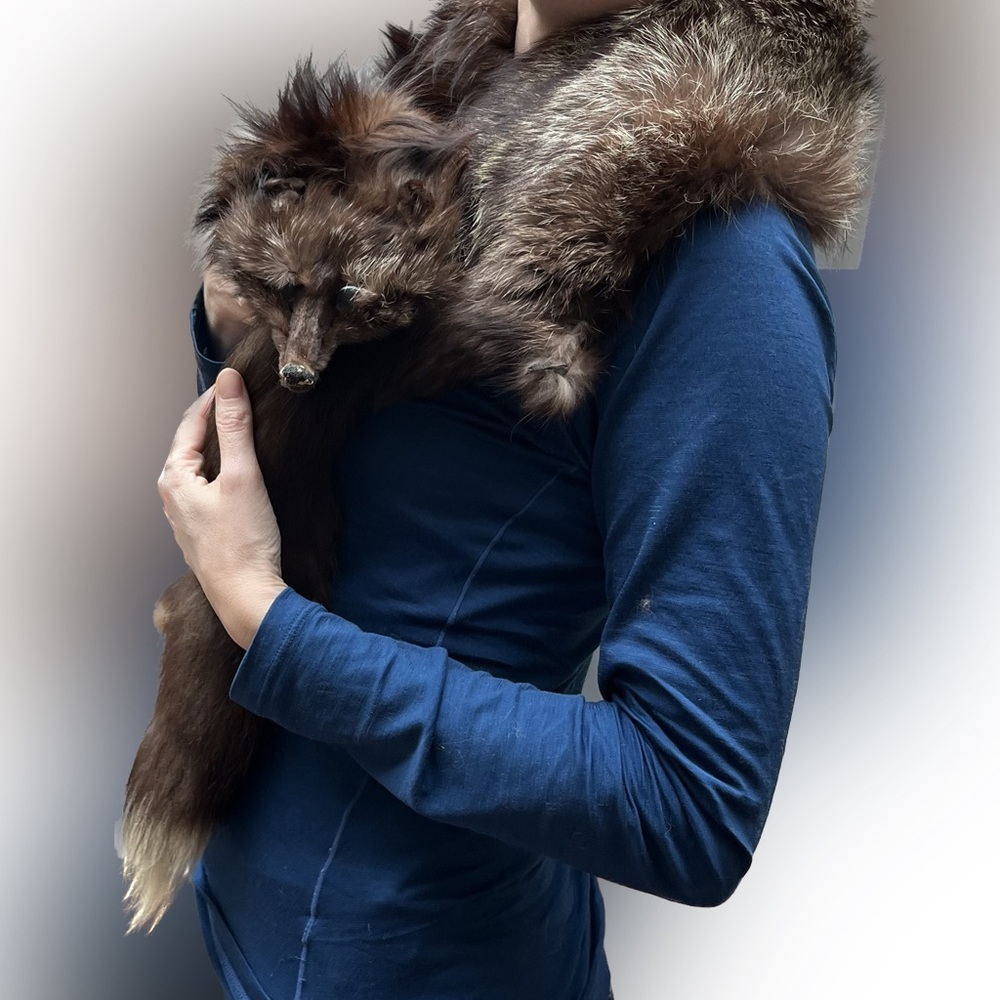 Genuine SILVER FOX FUR STOLE.